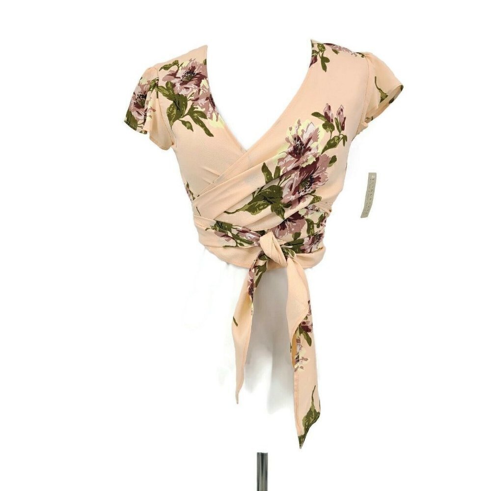 New Flynn Skye Thats A Wrap Crop Top Womens XS Flutter Blush Gatherings Pink